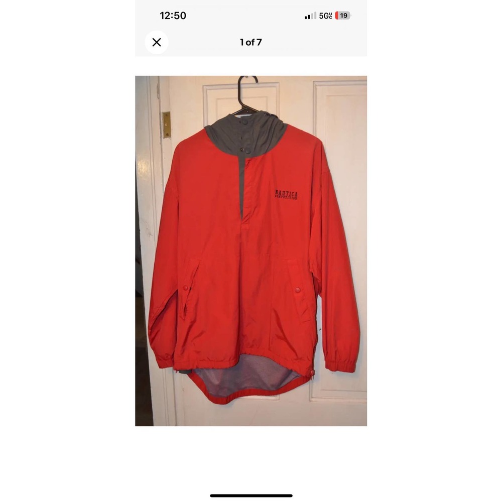 Vintage 90s Nautica Competition Windbreaker Jacket Red Men’s Size Small